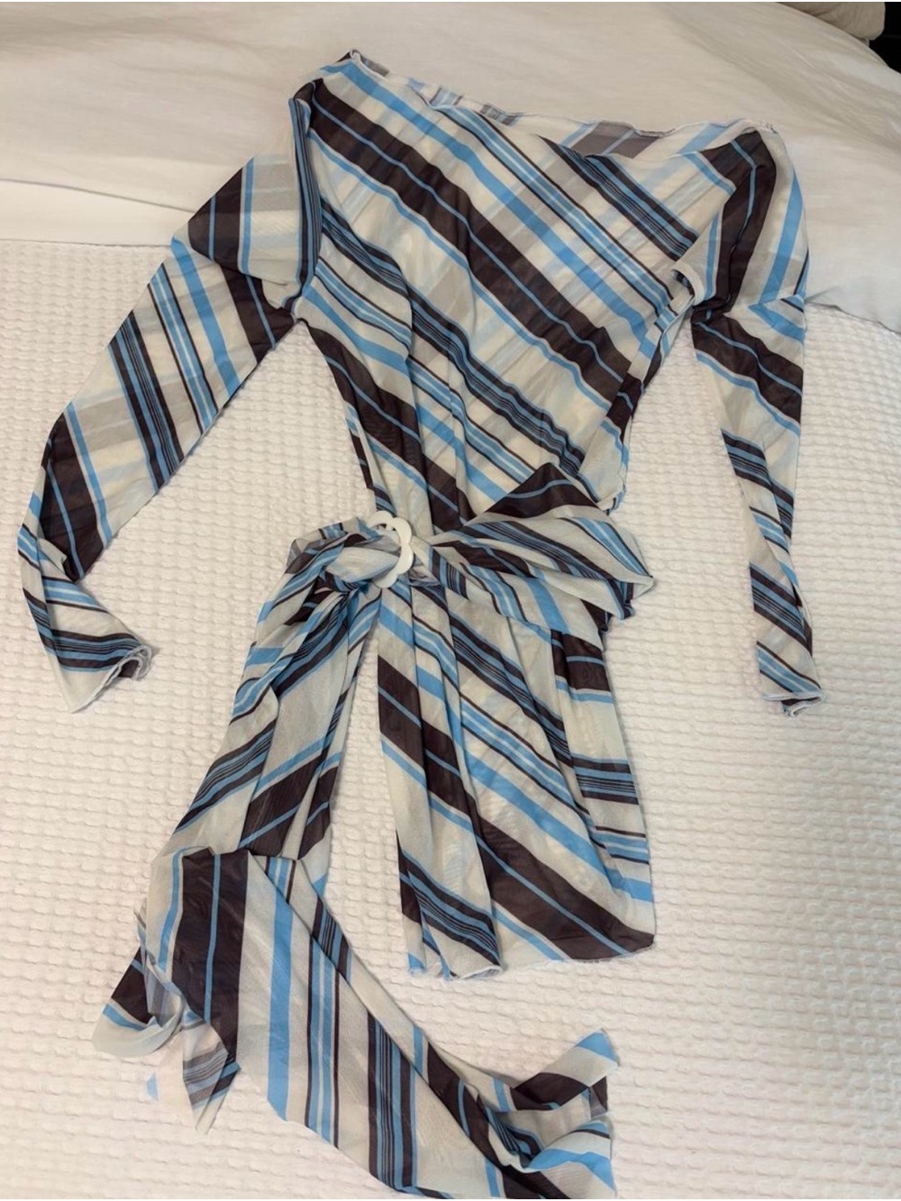 Striped Cover Up Dress with Wrap Belt